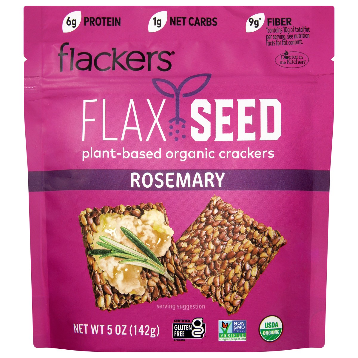slide 2 of 2, Flackers Organic Plant-Based Flax Seed Rosemary Crackers 5 oz, 5 oz