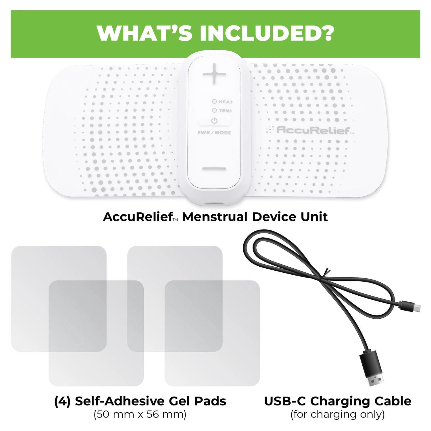 slide 4 of 8, Accurelief Menstrual Pain Relief Tens With Heat, 1 ct