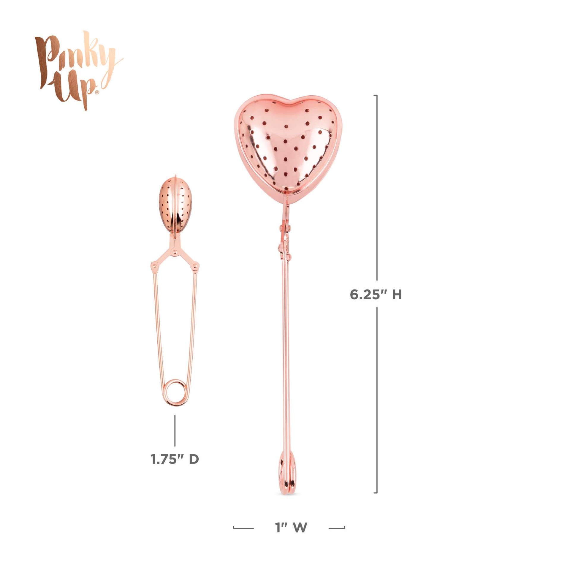 slide 2 of 5, Pinky Up Rose Gold Heart Tea Infuser, 1 ct