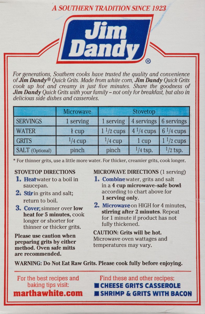 slide 12 of 13, Jim Dandy Enriched Quick 5-Minute Grits 1 lb Box, 1 lb