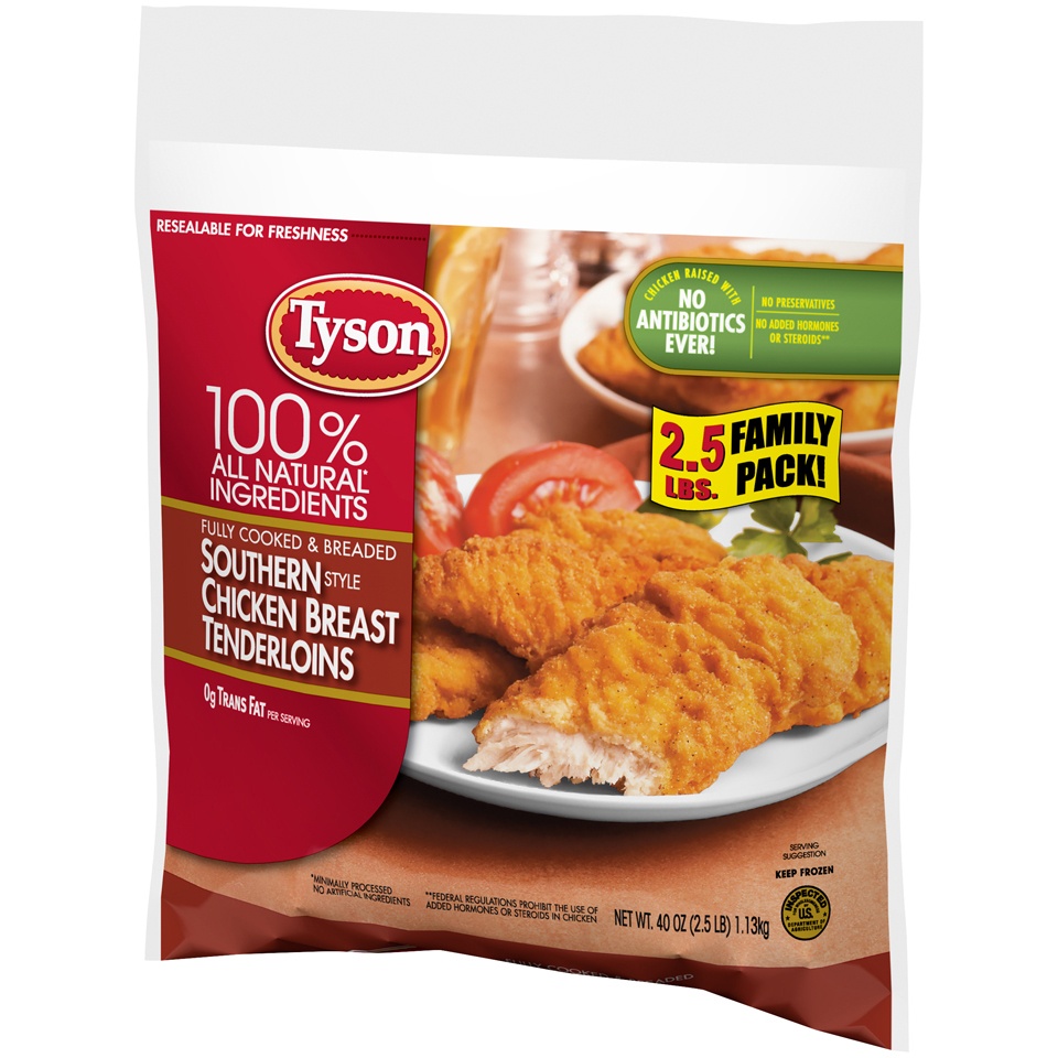 Tyson Fully Cooked & Breaded Southern Style Chicken Breast Tenderloins ...