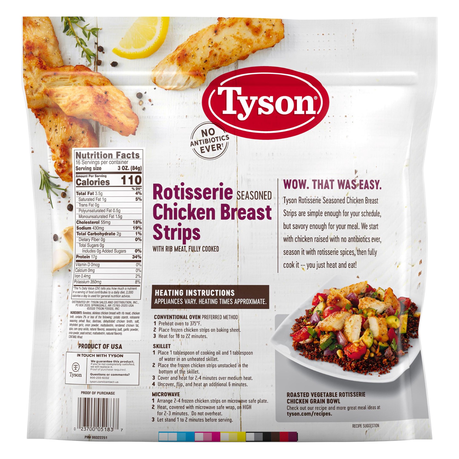 slide 2 of 2, Tyson Rotisserie Seasoned Unbreaded Chicken Breast Strips, 48 oz, 