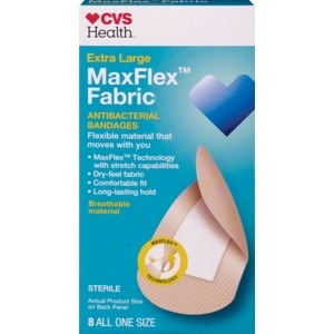 slide 1 of 1, CVS Health Extra Large Maxflex Fabric Antibacterial Bandages, 8 ct