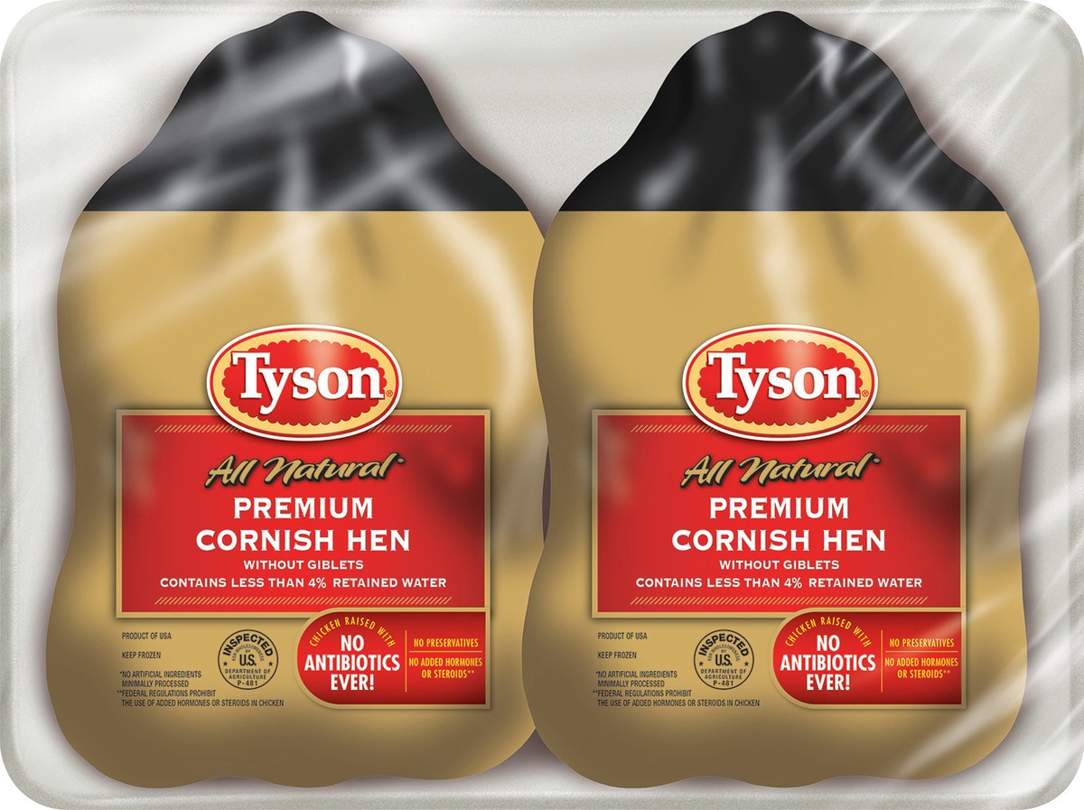 slide 2 of 4, Tyson All Natural* Premium Cornish Hen (Twin Pack), 44 oz. (Frozen), 1.25 kg