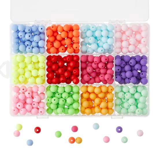 slide 1 of 3, Multicolor Round Beads Set By Bead Landing, 10 mm