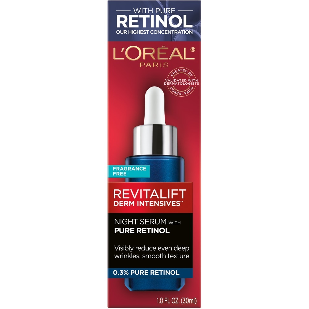 slide 1 of 1, L'Oréal Revitalift Derm Intensives Night Serum, 0.3% Pure Retinol, 1 oz