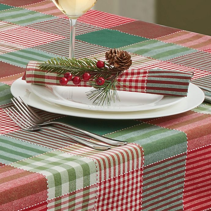 slide 2 of 3, Croscill Holiday Check Oblong Tablecloth, 60 in x 120 in