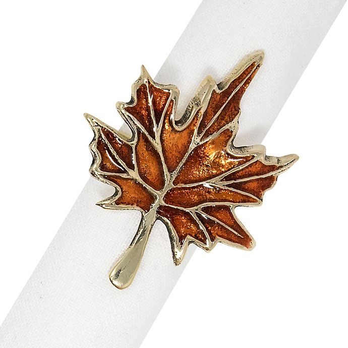 slide 2 of 2, Excell Enamel Leaves Napkin Ring Set, 4 ct