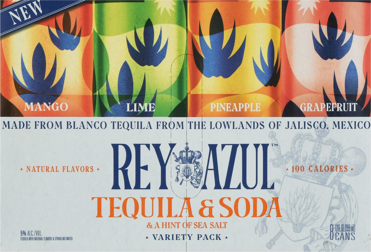 slide 7 of 9, Rey Azul Variety Pack Tequila & Soda 8 - 12 fl oz Cans, 8 ct; 12 oz