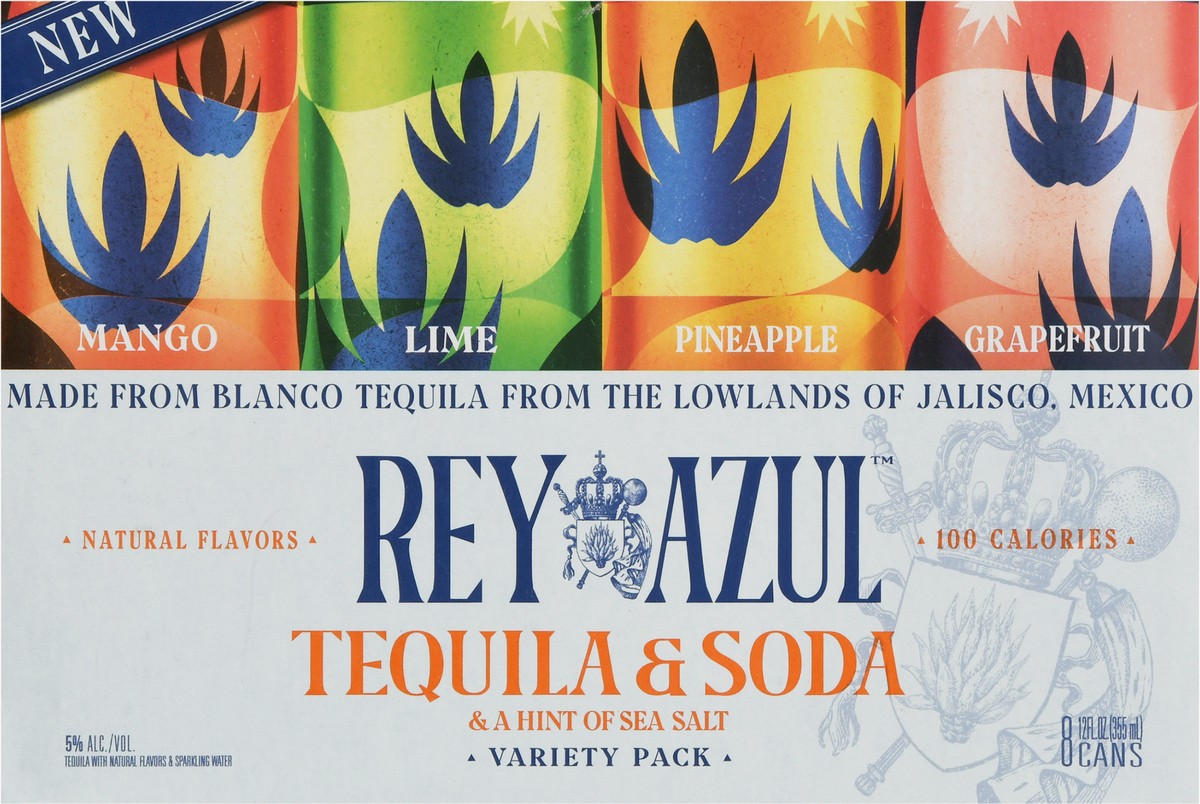 slide 8 of 9, Rey Azul Variety Pack Tequila & Soda 8 - 12 fl oz Cans, 8 ct; 12 oz