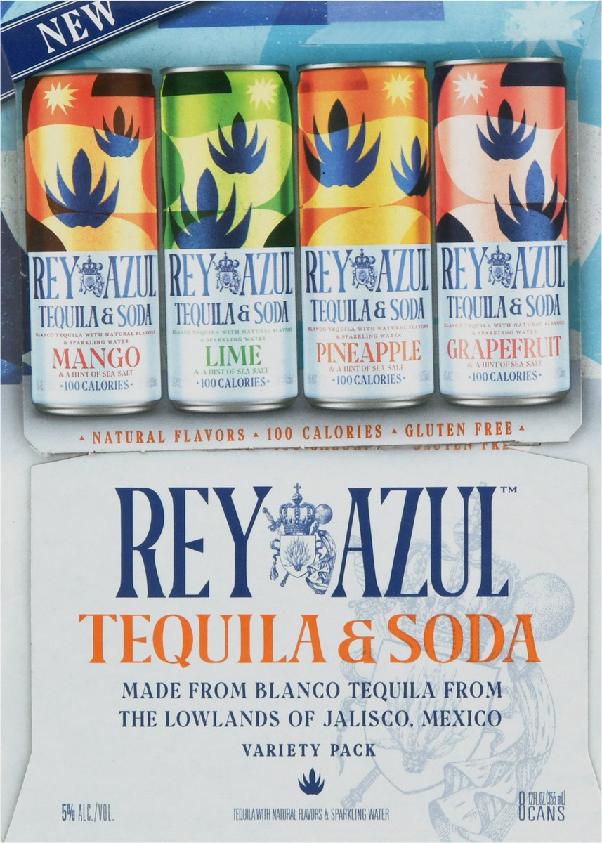 slide 3 of 9, Rey Azul Variety Pack Tequila & Soda 8 - 12 fl oz Cans, 8 ct; 12 oz