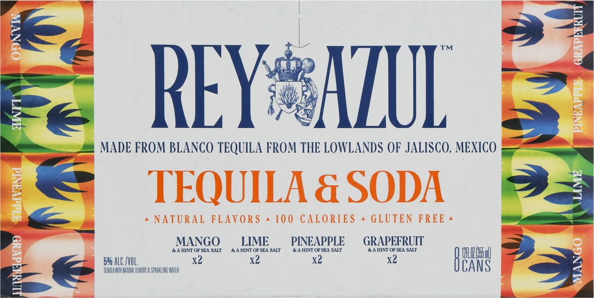 slide 4 of 9, Rey Azul Variety Pack Tequila & Soda 8 - 12 fl oz Cans, 8 ct; 12 oz
