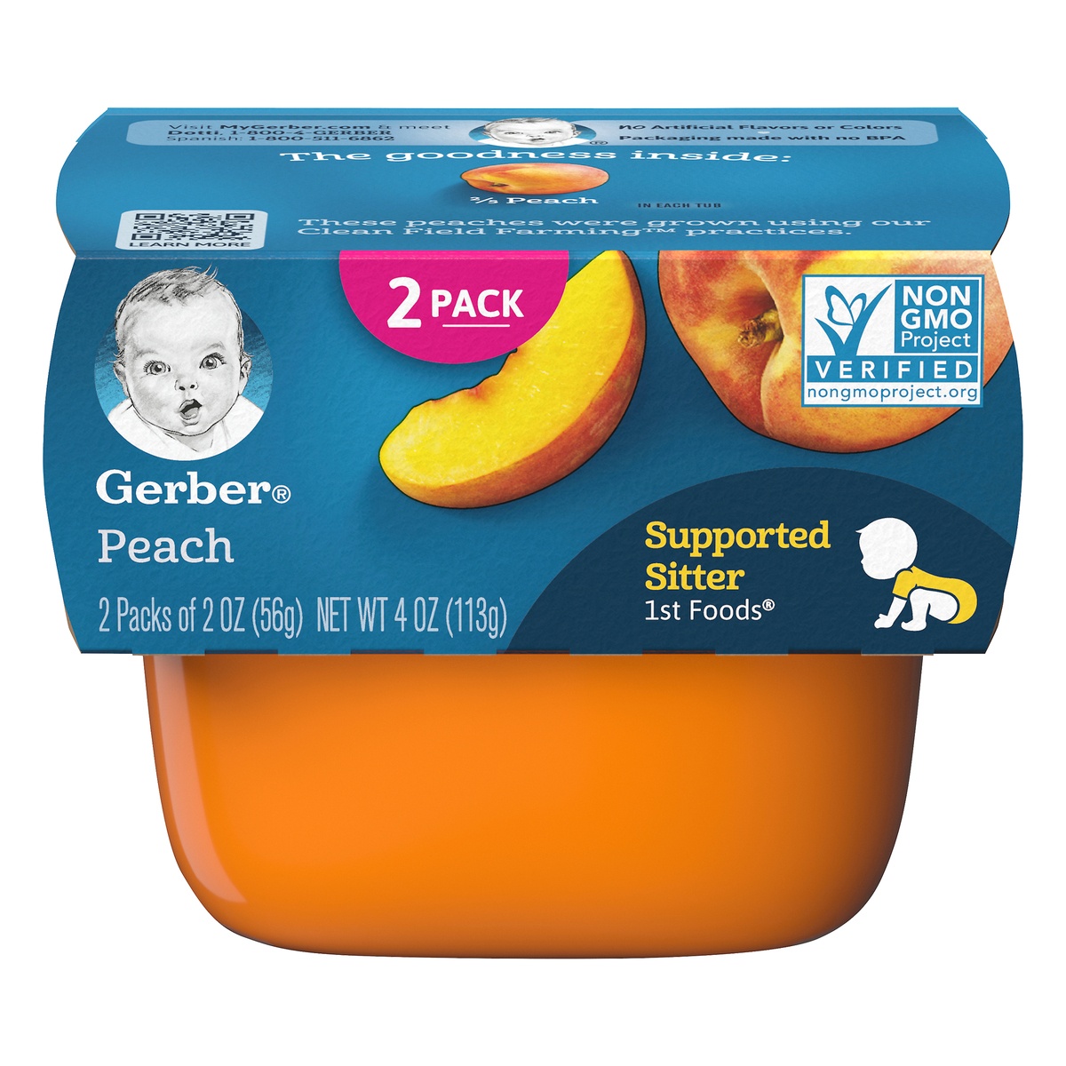 slide 1 of 1, Gerber 1st Foods With Peach, 2 ct; 2 oz