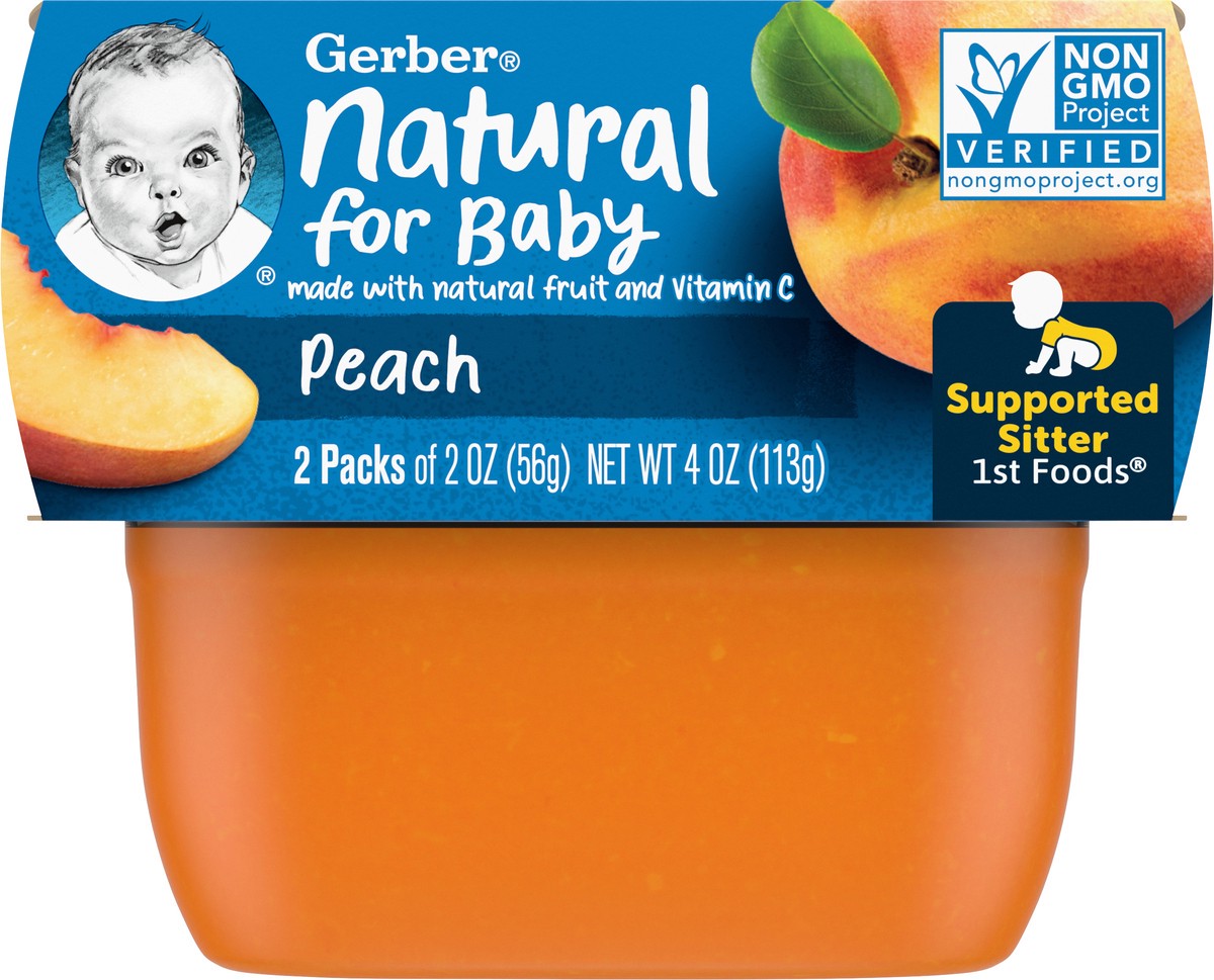 slide 8 of 9, Gerber 1st Foods Natural for Baby Baby Food, Peach, 2 oz Tubs (2 Pack), 4 oz