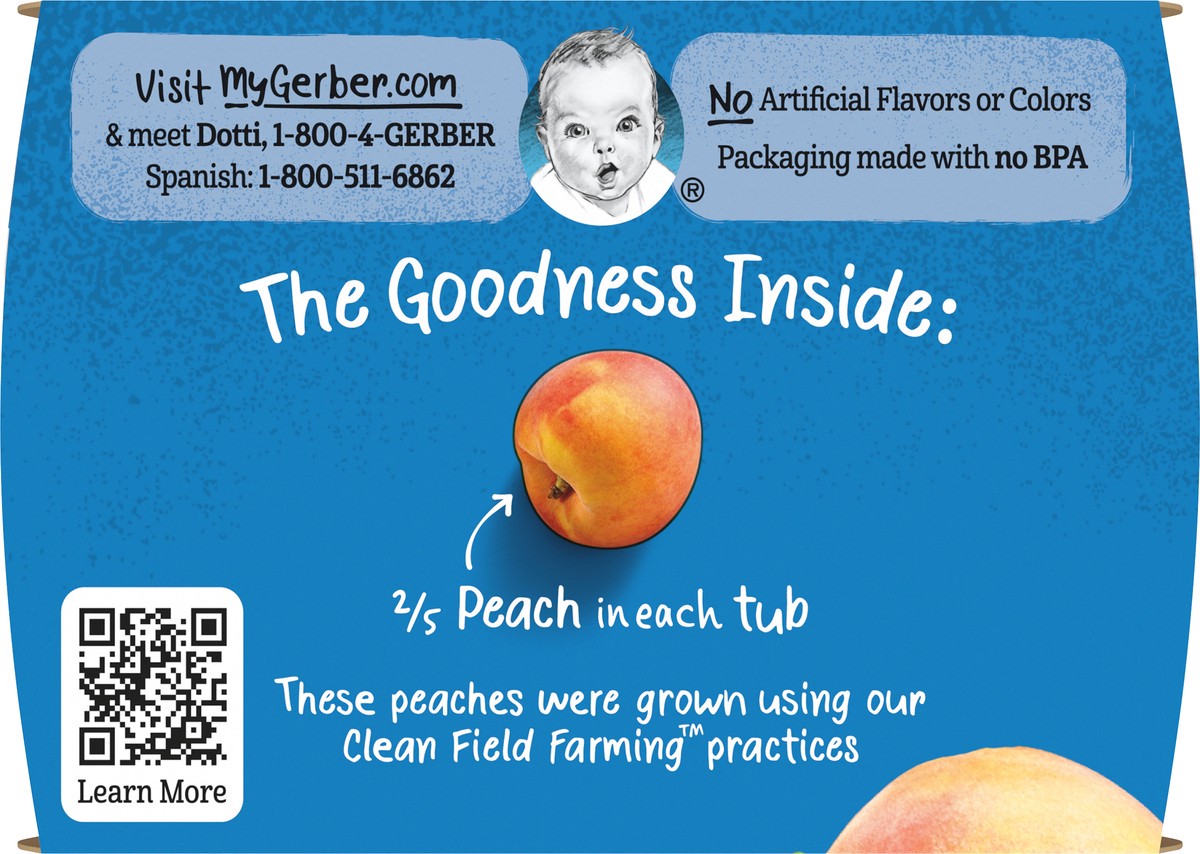 slide 9 of 9, Gerber 1st Foods Natural for Baby Baby Food, Peach, 2 oz Tubs (2 Pack), 4 oz