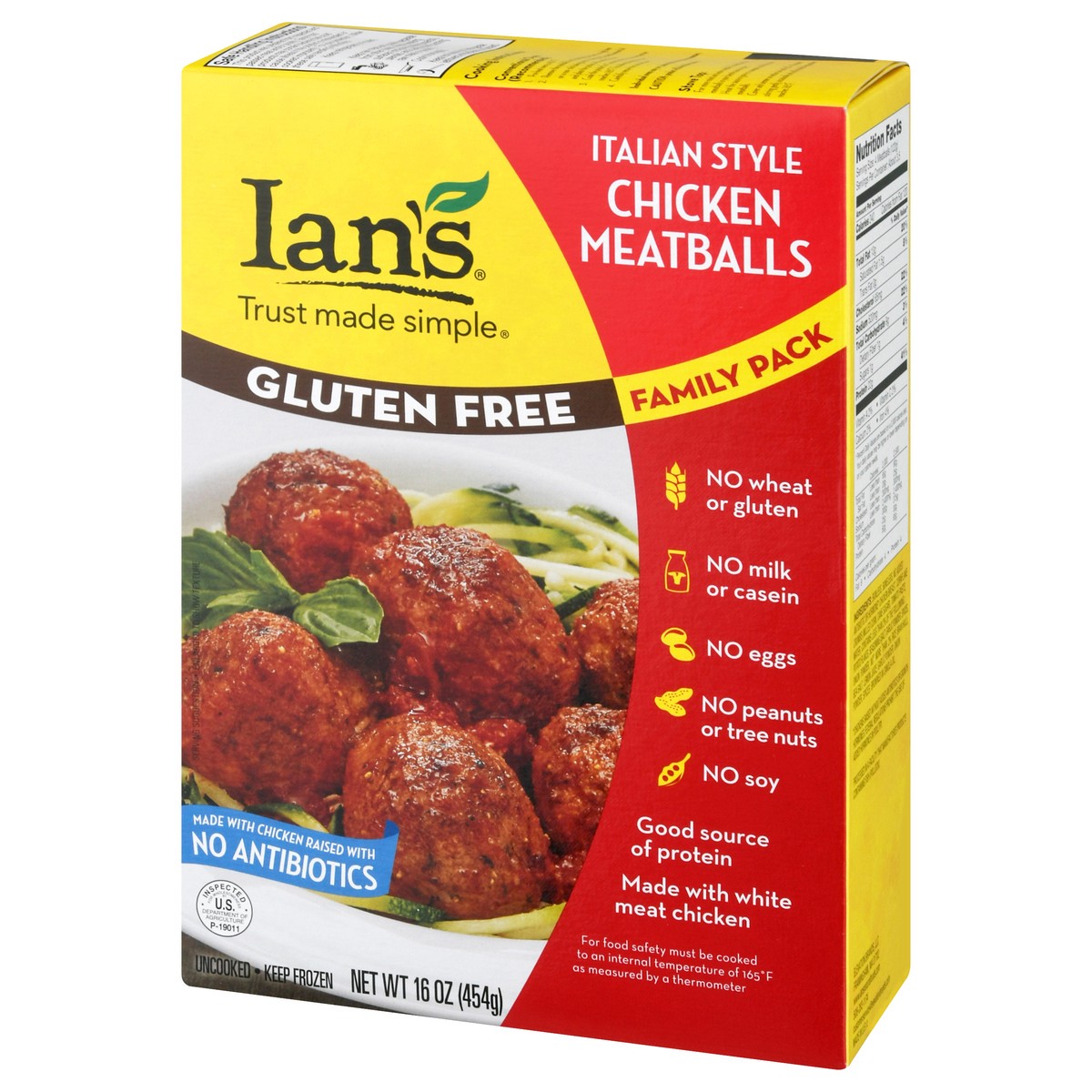 slide 3 of 9, Ian's Gluten Free Family Pack Italian Style Chicken Meatballs 16 oz, 16 oz