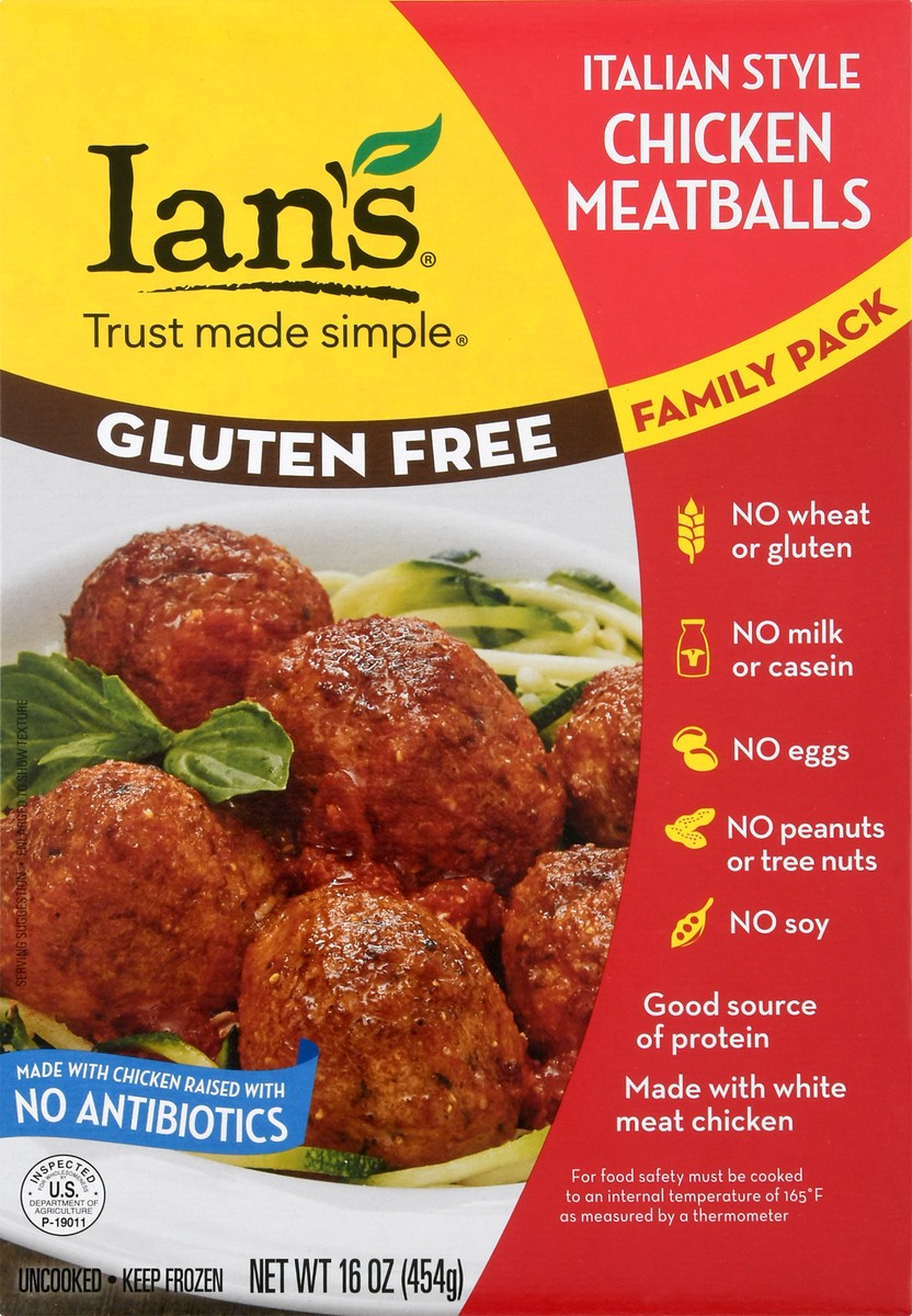 slide 6 of 9, Ian's Gluten Free Family Pack Italian Style Chicken Meatballs 16 oz, 16 oz
