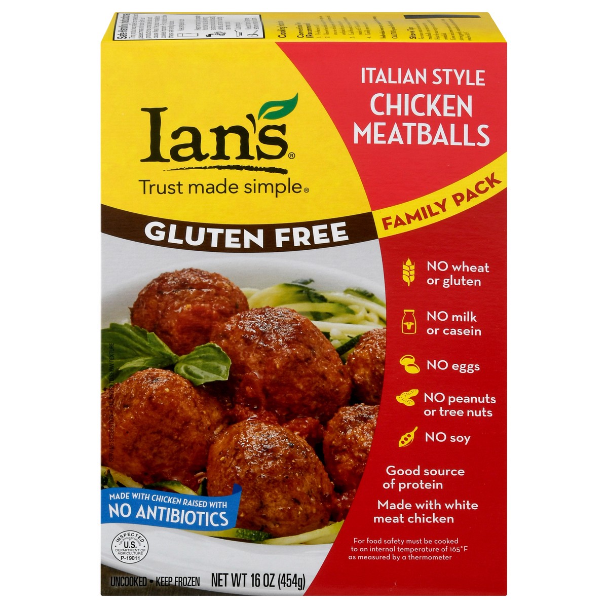 slide 1 of 9, Ian's Gluten Free Family Pack Italian Style Chicken Meatballs 16 oz, 16 oz