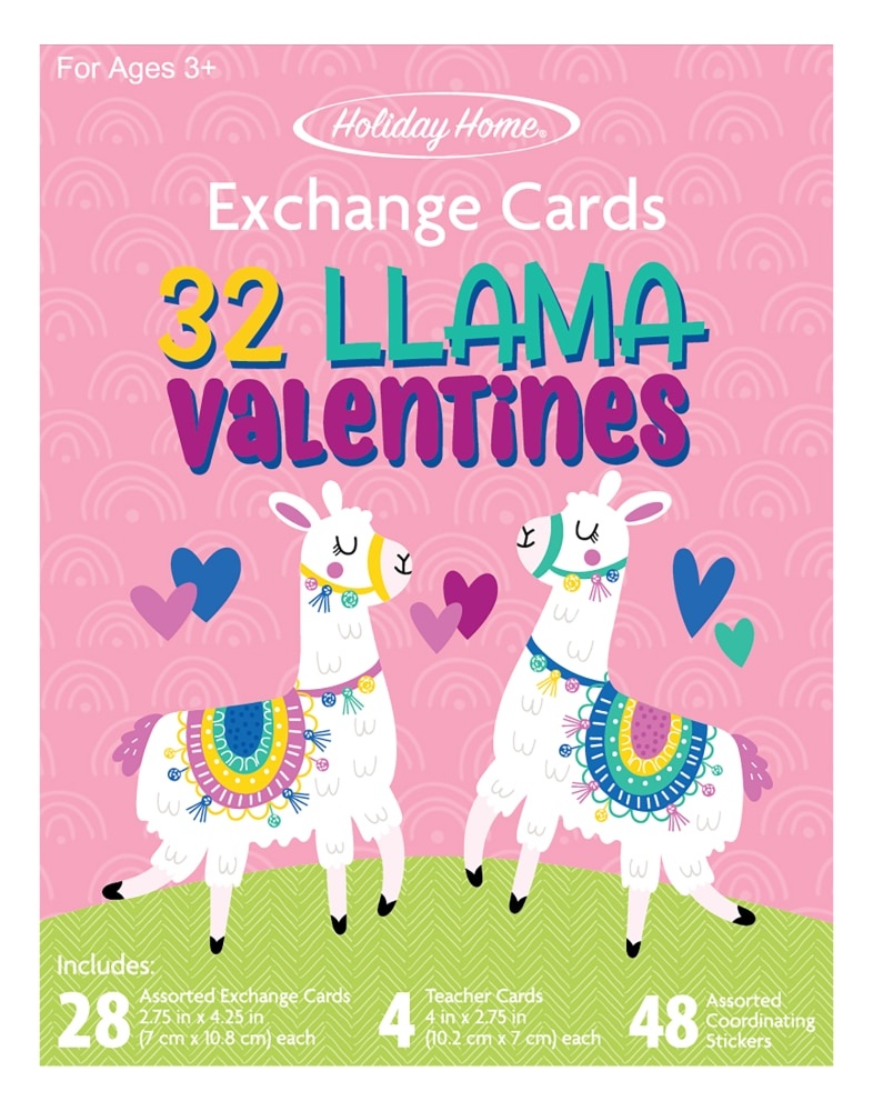 slide 1 of 1, Holiday Home Llama Valentine's Cards, 32 ct