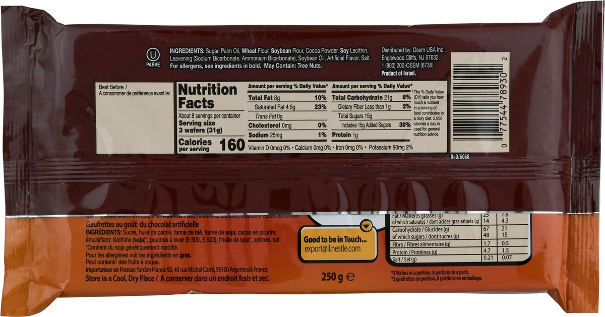 slide 7 of 9, Osem Chocolate Flavour Wafers 8.8 oz, 8.8 oz