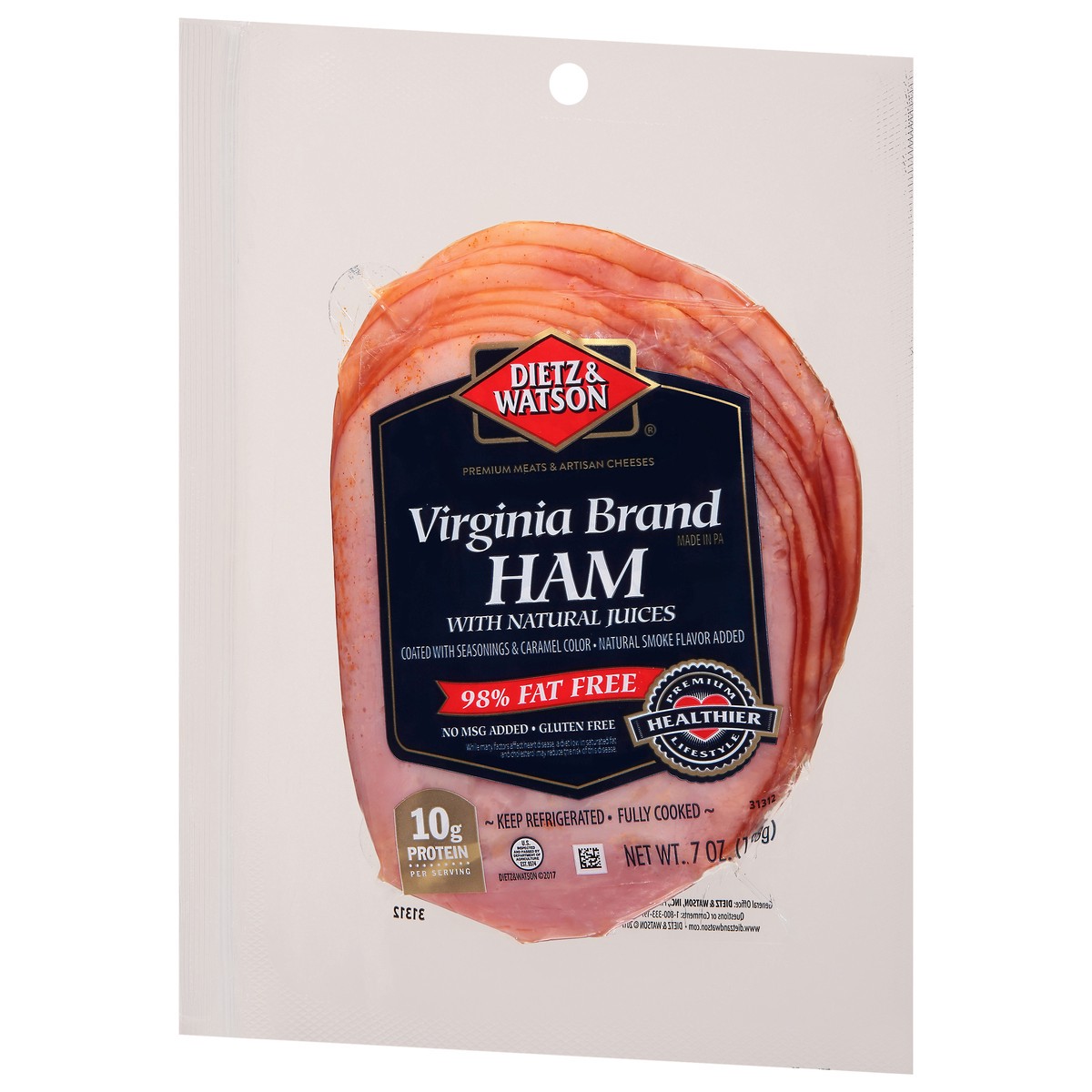 slide 12 of 13, Dietz & Watson Thin Sliced Virginia Baked Ham, 7 oz