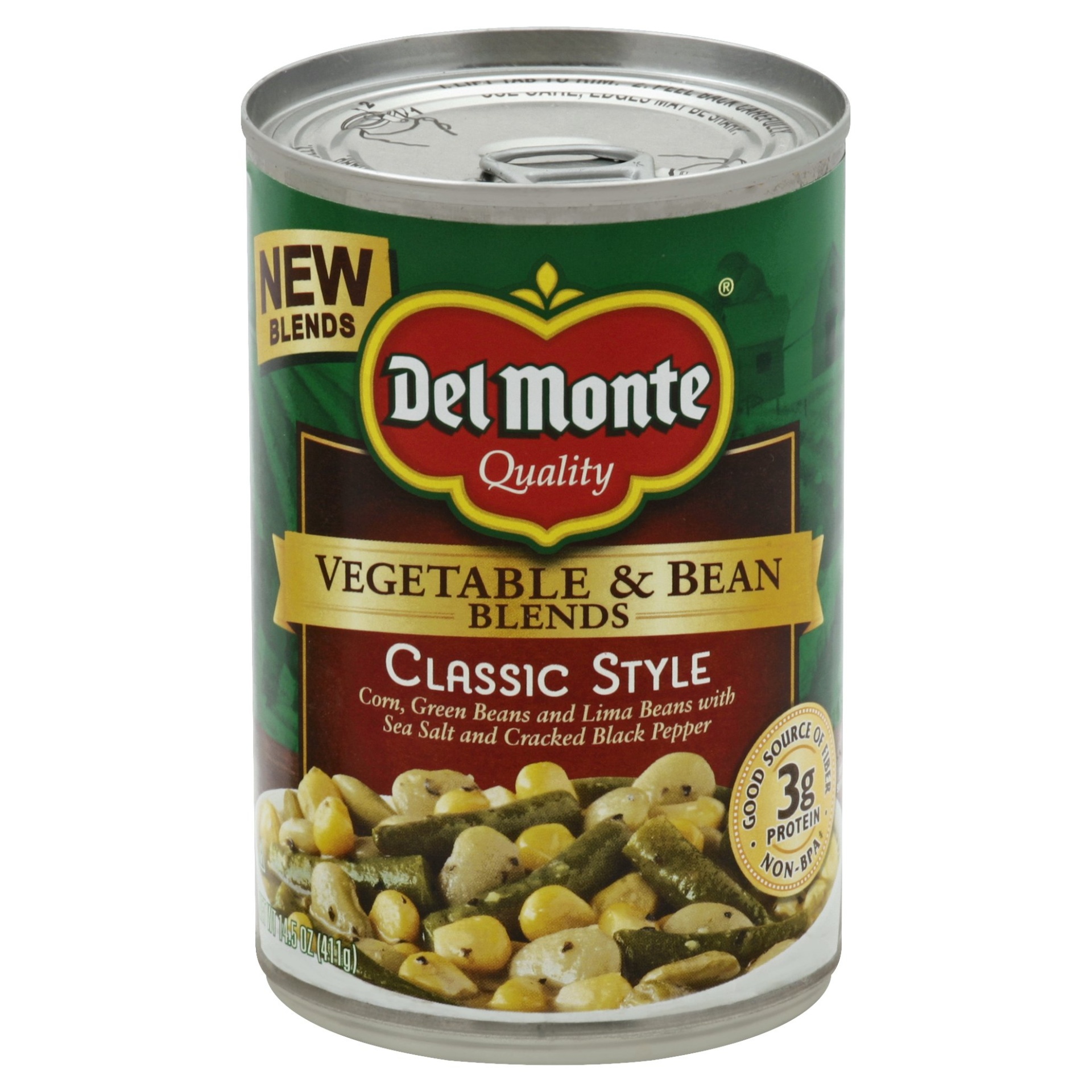 slide 1 of 3, Del Monte Classic Style Vegetable & Bean Blends, 14.5 oz