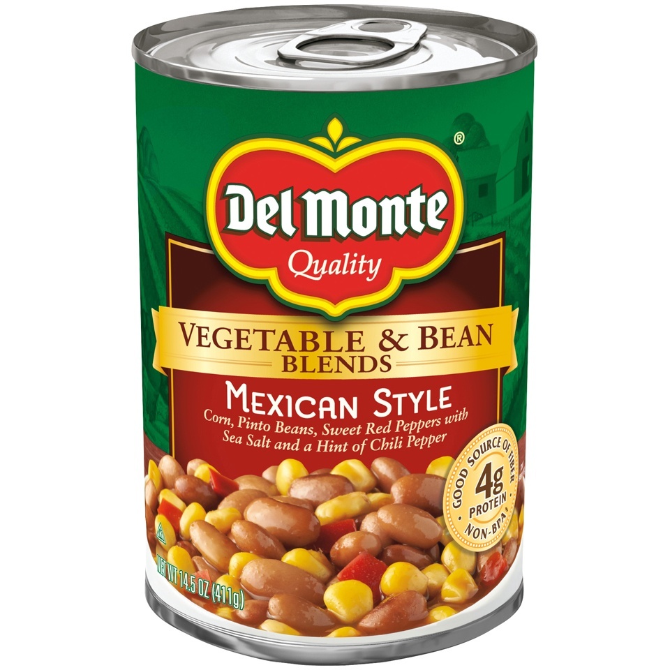 slide 1 of 3, Del Monte Vegetable & Bean Blends Mexican Style, 14.5 oz