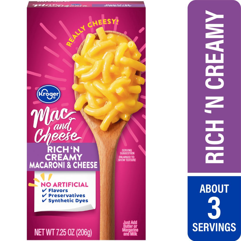 slide 2 of 4, Kroger Rich N Creamy Macaroni And Cheese, 7.25 oz
