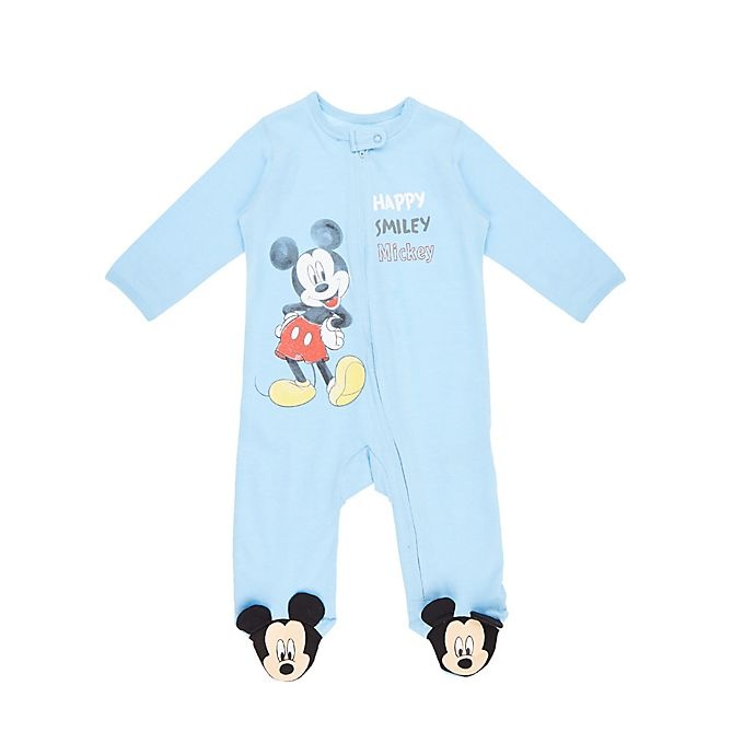 slide 2 of 3, Disney Newborn Mickey Mouse Footies - Heather Blue, 2 ct