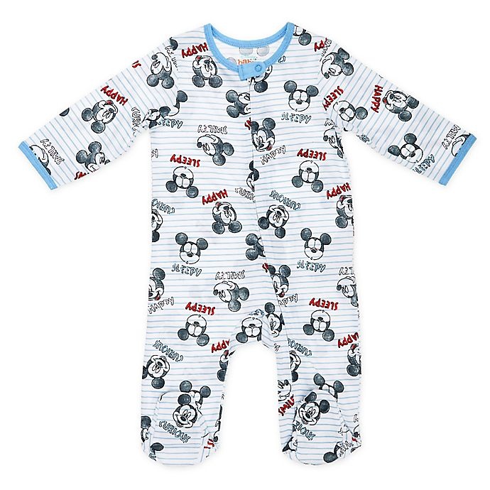 slide 3 of 3, Disney Newborn Mickey Mouse Footies - Heather Blue, 2 ct