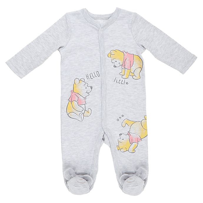 slide 2 of 3, Winnie the Pooh Newborn Printed Long Sleeve Footies - Yellow, 2 ct