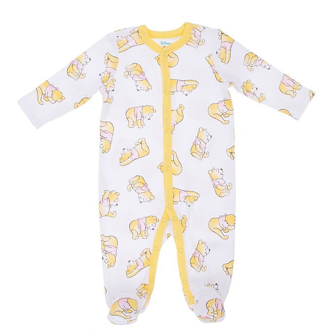 slide 3 of 3, Winnie the Pooh Newborn Printed Long Sleeve Footies - Yellow, 2 ct