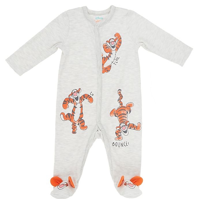 slide 2 of 3, Disney Tigger Newborn Snap-Front Sleep & Play Footies - Heather Grey, 2 ct