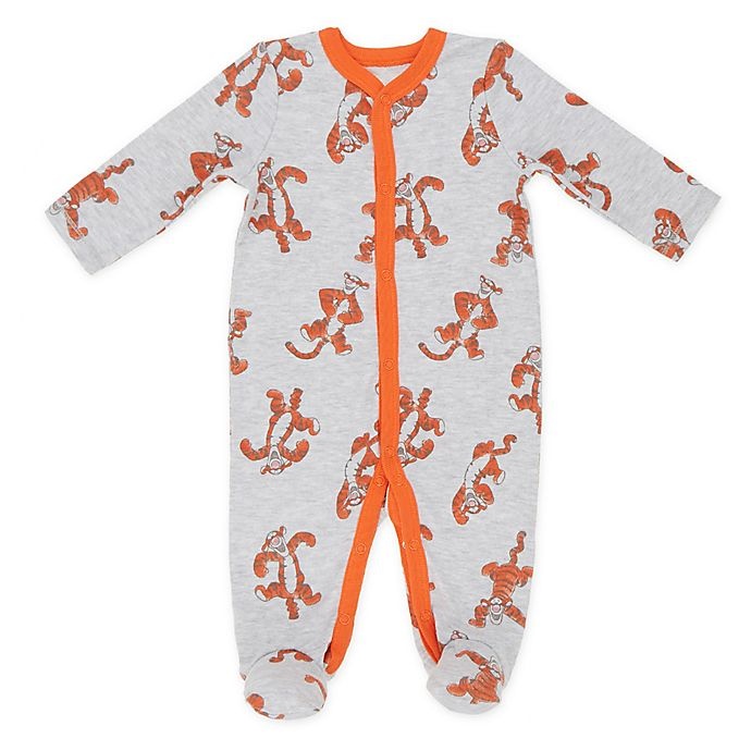 slide 3 of 3, Disney Tigger Newborn Snap-Front Sleep & Play Footies - Heather Grey, 2 ct