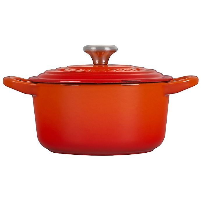 slide 2 of 3, Le Creuset Signature Round Dutch Oven - Flame, 1 qt