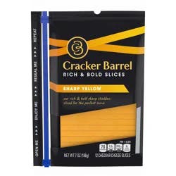 Cracker Barrel Sharp Cheddar Cheese Slices 12 ct ZIP-PAK
