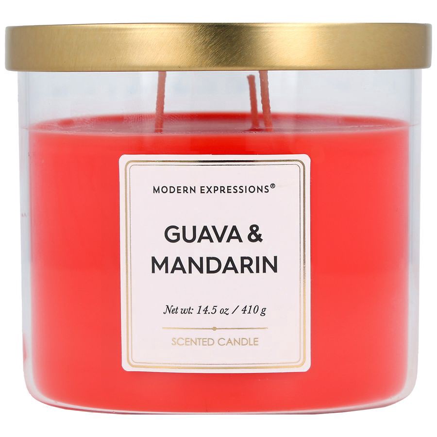 slide 1 of 4, Modern Expressions Scented Candle Guava & Mandarin, 14.5 oz