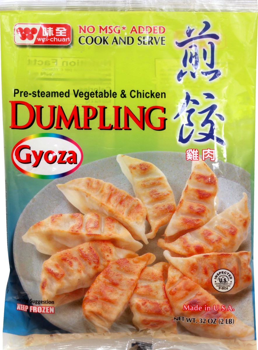 slide 1 of 9, Wei-Chuan Pre-Steamed Gyoza Vegetable & Chicken Dumpling 32 oz, 32 oz