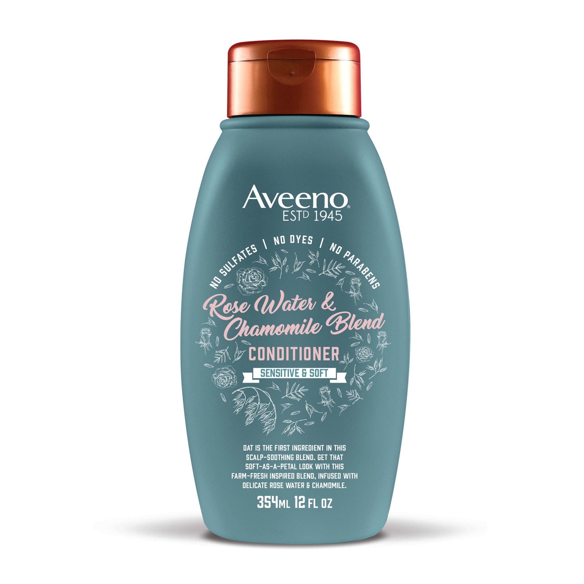 slide 4 of 5, Aveeno Rose Water & Chamomile Conditioner for Dry Hair, Hydrating, 12 fl oz, 354 ml