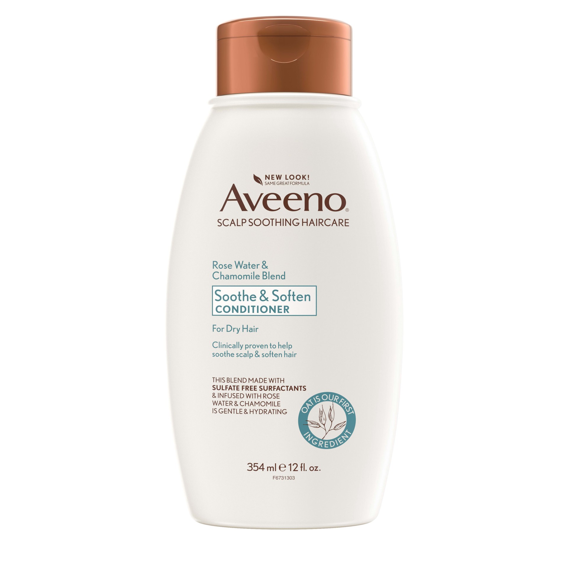 slide 1 of 5, Aveeno Rose Water & Chamomile Conditioner for Dry Hair, Hydrating, 12 fl oz, 354 ml