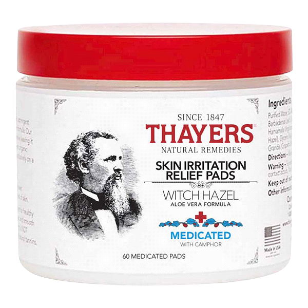 slide 1 of 1, Thayers Witch Hazel Astringent Pads With Aloe Medicated, 60 ct