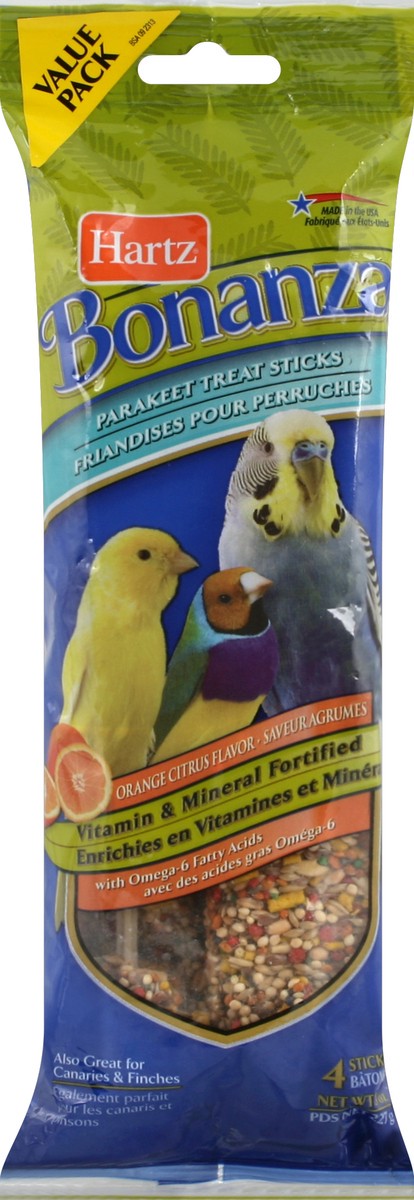 slide 3 of 4, Hartz Bonanza Treat Sticks, Parakeet, Orange Citrus Flavor, Value Pack, 4 ct