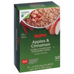 Hy-Vee Instant Oatmeal, Apples & Cinnamon 10Ct