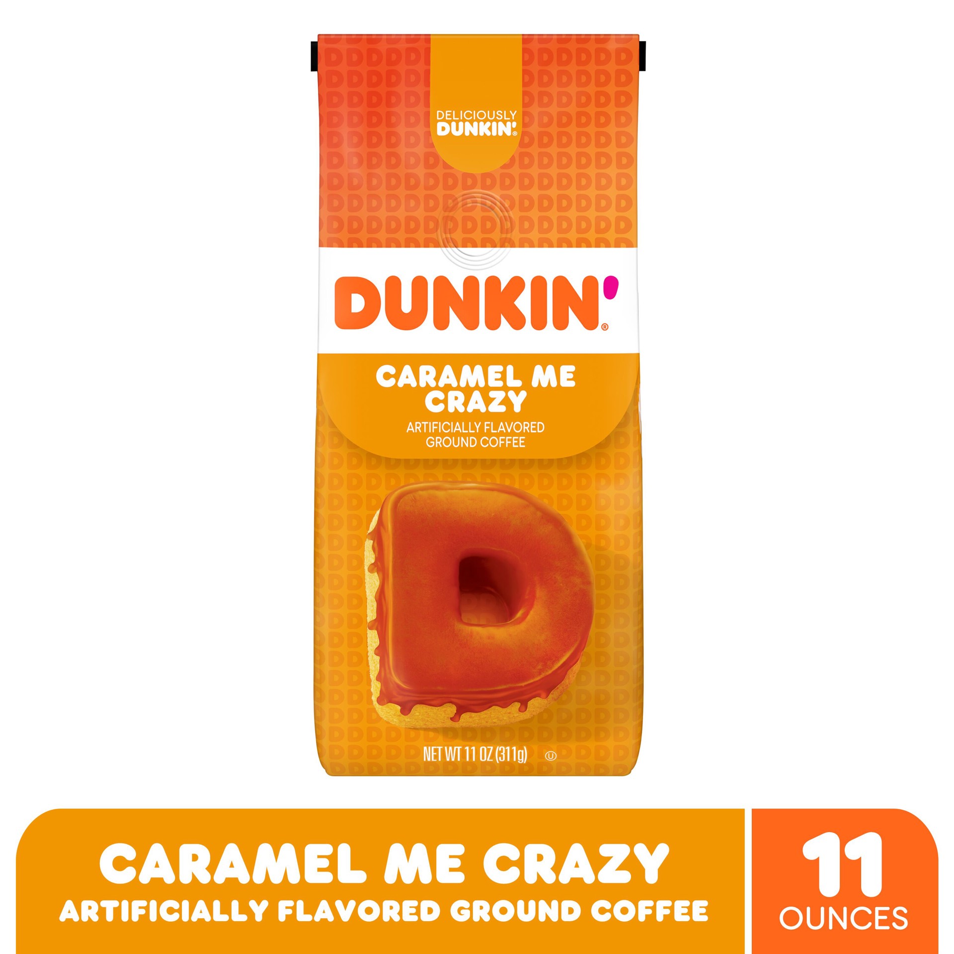 slide 4 of 8, Dunkin'' Caramel Me Crazy Ground Coffee, 11 Ounces, 11 oz
