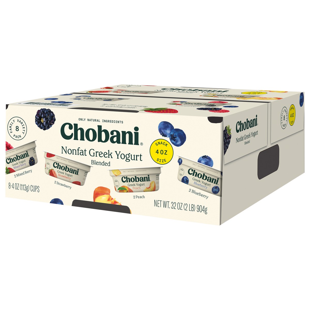 slide 3 of 9, Chobani 8 Pack Snack Size Blended Non-Fat Greek Assorted Yogurt Family Variety 8 Pack 8 - 4 oz Cups, 8 ct