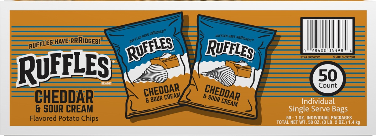 slide 8 of 9, Ruffles Cheddar & Sour Cream Chips, 50 ct