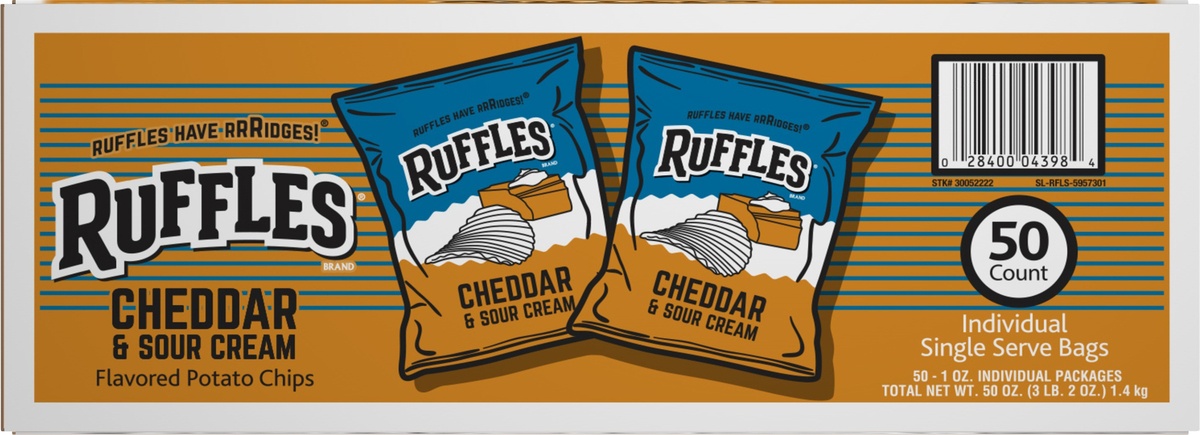 slide 9 of 9, Ruffles Cheddar & Sour Cream Chips, 50 ct