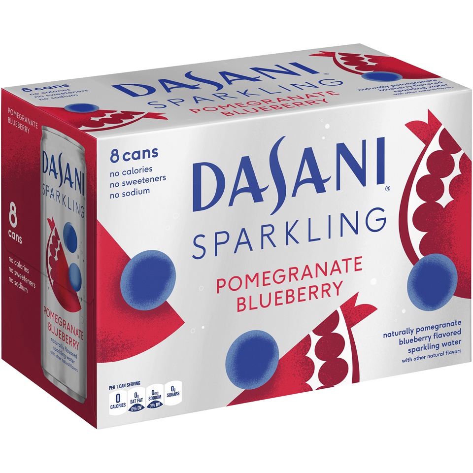 slide 3 of 4, Dasani Sparkling Blue Berry Pom 8/12oz, 8 ct; 12 fl oz