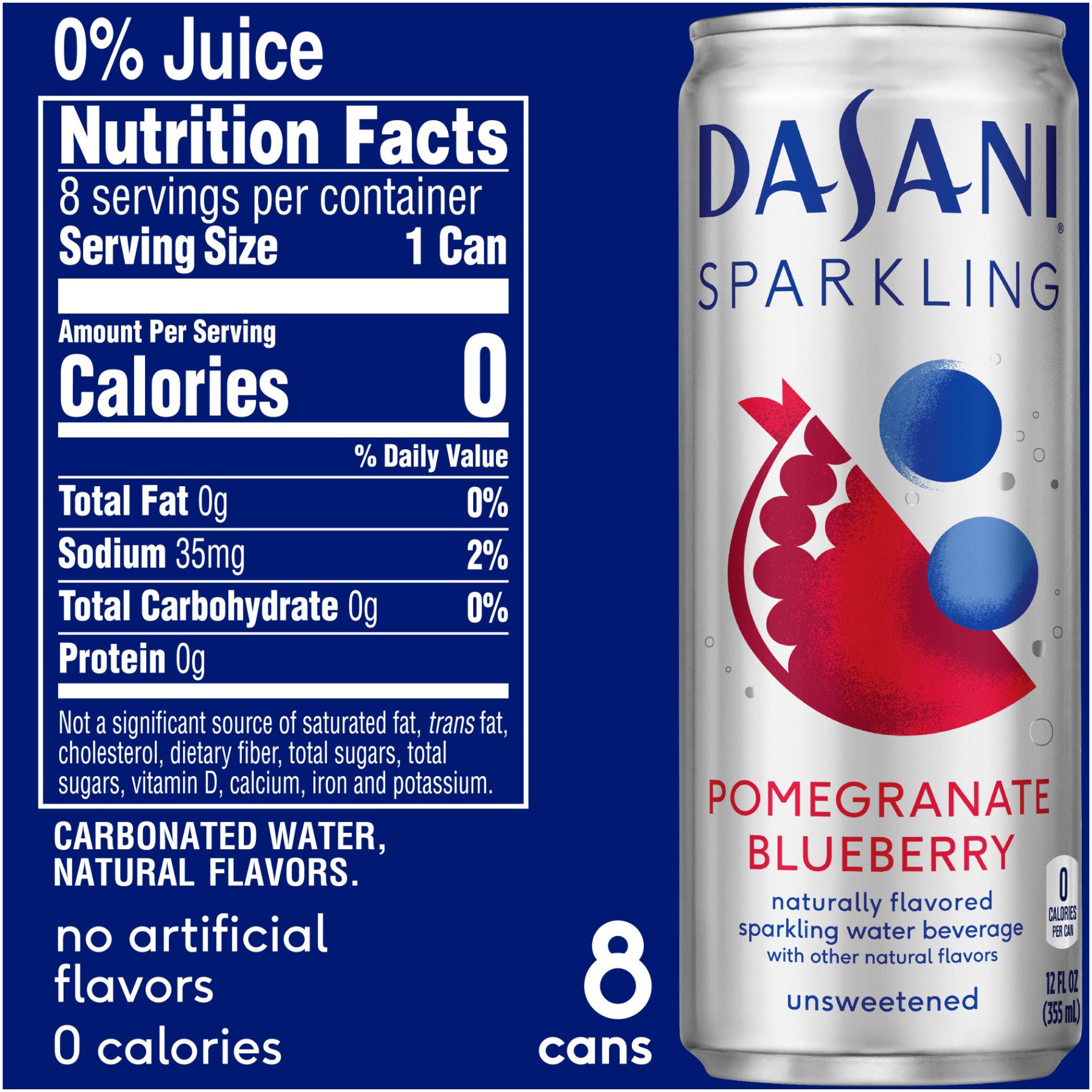 slide 4 of 4, Dasani Sparkling Blue Berry Pom 8/12oz, 8 ct; 12 fl oz