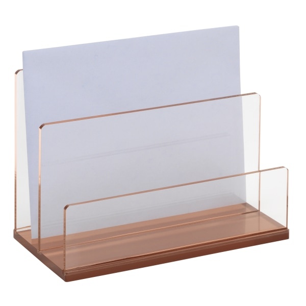 slide 1 of 4, Realspace Acrylic 2-Compartment Desk Sorter, Letter Size, Clear/Rose Gold, 1 ct